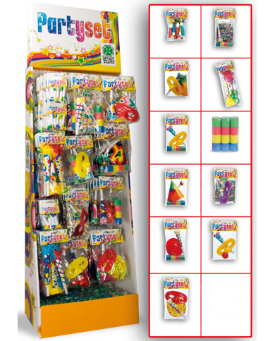 Espositore contenente party set assortiti.