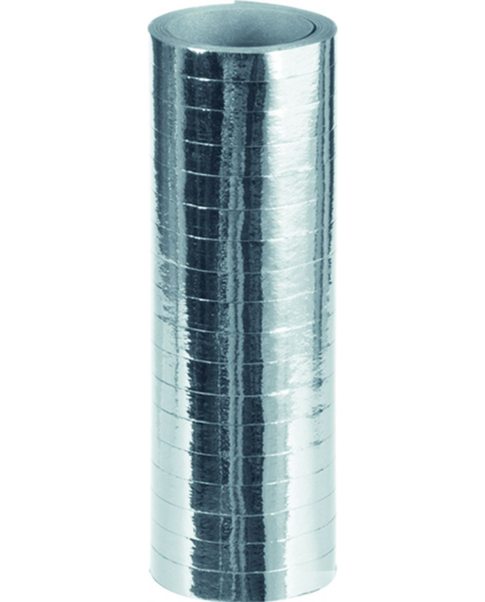 Silver metallized wrapped streamer, 18 rolls, mm.7, mt.4. Ideal