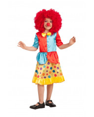 Clown costume for kid with satin multicolor dress, one size