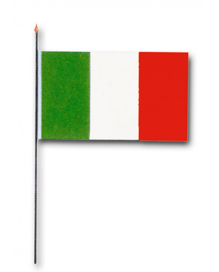Banderita Italia de plÃ¡stico de unos 10x15 cm con etiqueta