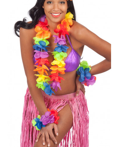 Confezione da due braccialetti con fiori in stoffa colorati