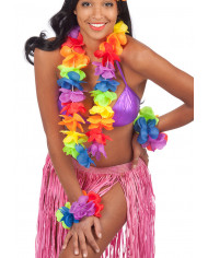 Confezione da due braccialetti con fiori in stoffa colorati