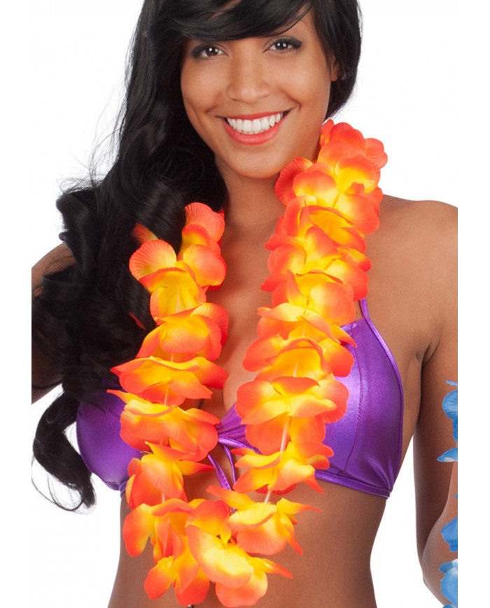 Orange And Yellow Flower Necklace W/Header