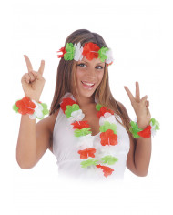 Hawaii-Set Italien (Halskette, Haarkranz, 2 ArmbÃ¤nder) mit AufhÃ¤nger