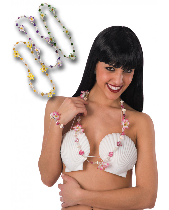 Collane di perline e fiori e conchiglie in colori assortiti:
