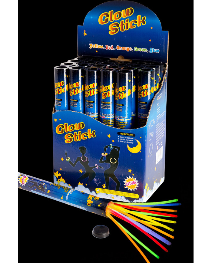 15 bracelets in tube which glow in the dark in the assorted