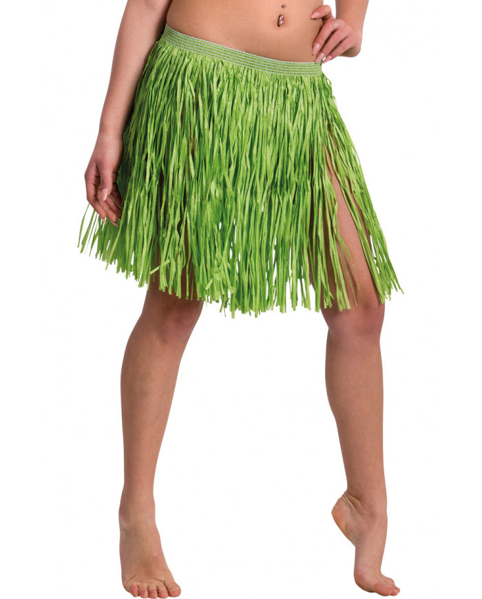 Hawaiian skirt with fringe in green raffia, length cm. 45.