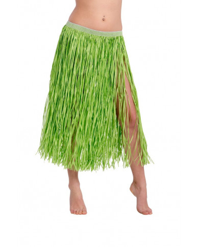 Hawaiian skirt with fringe in green raffia, length cm. 75.
