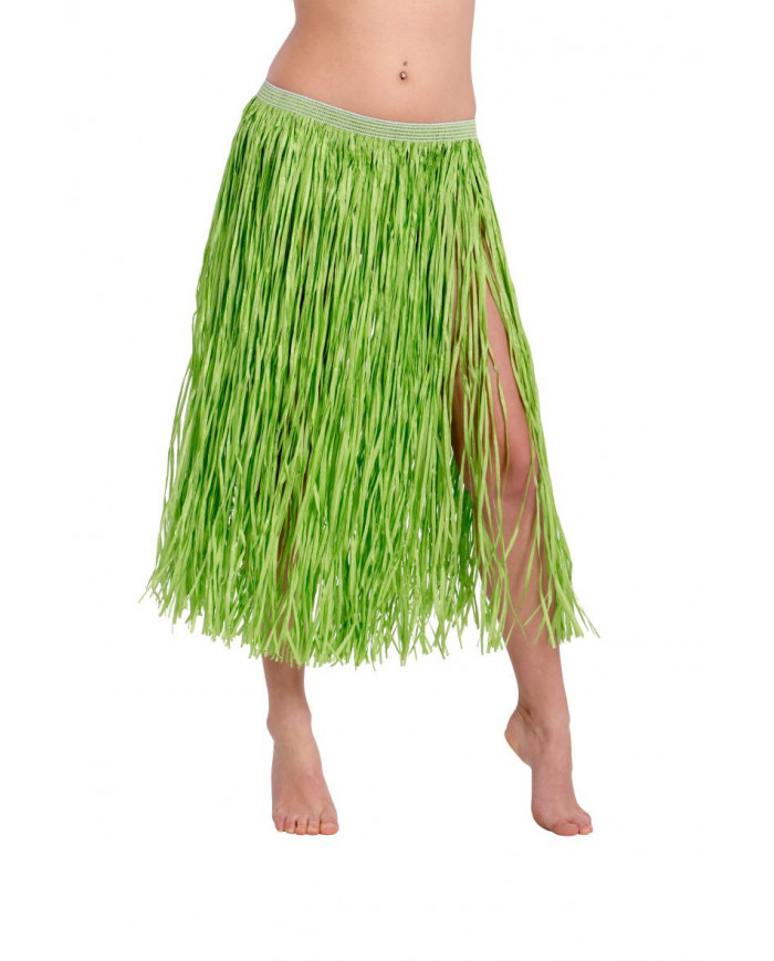 Hawaiian skirt with fringe in green raffia, length cm. 75.