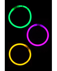 8 bracelets in assorted colors which glow in the dark. Ideal