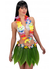 Necklace with multicolor plastic fabric flowers, perfect gadget