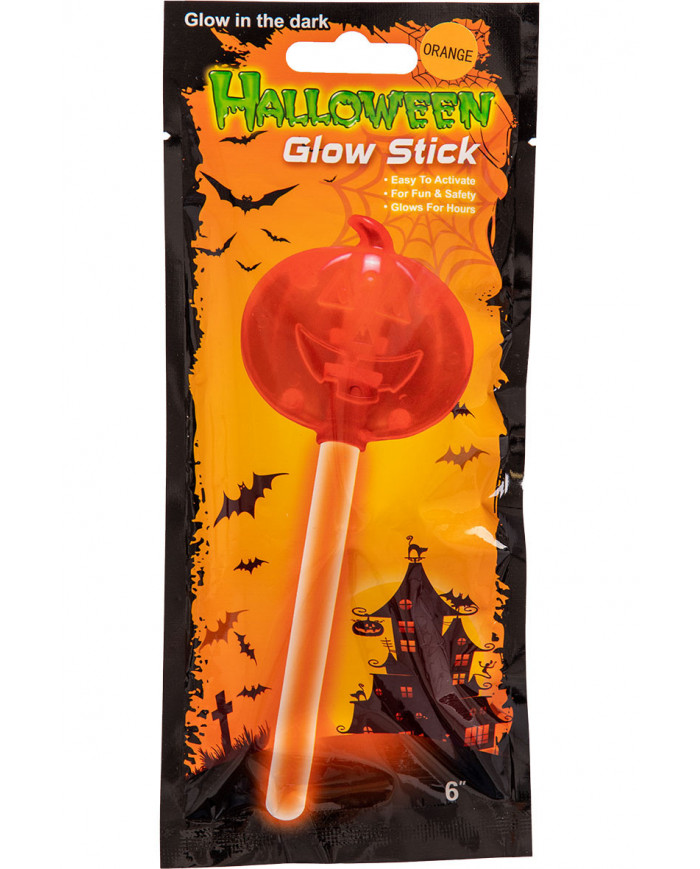 Orange wand with pumpkin in plastic which glows in the dark