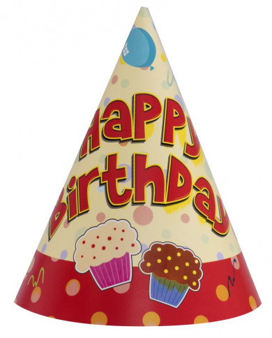 Confezione con 6 cappelli a forma di cono, in carta con la