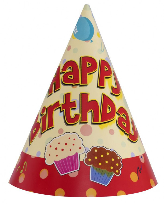 6 HAPPY BIRTHDAY paper hats, high cm.2. A colorful and cheerful