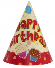 Confezione con 6 cappelli a forma di cono, in carta con la