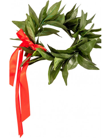 Laurel wreath in plastic fabric with red ribbon for the young