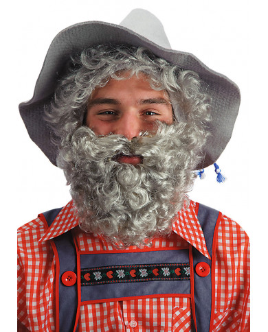 Barba riccia grigia, lunghezza cm.18, realizzata in fibre