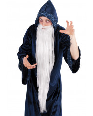 Barba da mago, lunga liscia di colore bianco, lunga cm.100