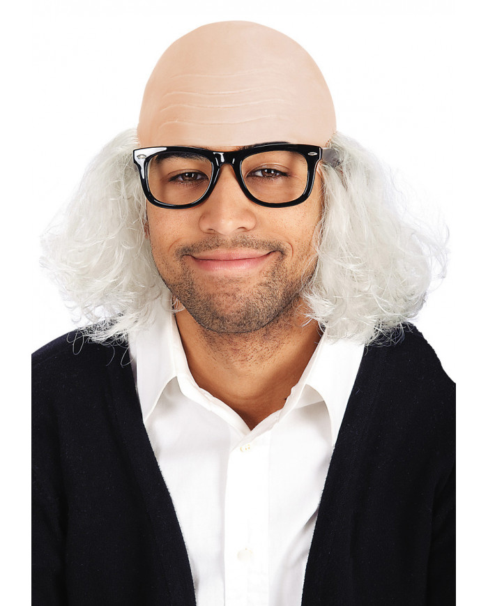 Calotta da nonno realizzata in lattice, con capelli bianchi in