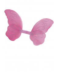 Ali in tulle rosa e decorate con glitter argentato. Alte cm.50