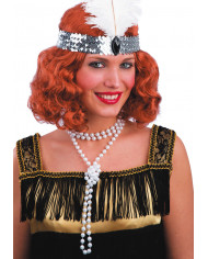 Collana lunga in perle bianche in plastica. Accessorio elegante