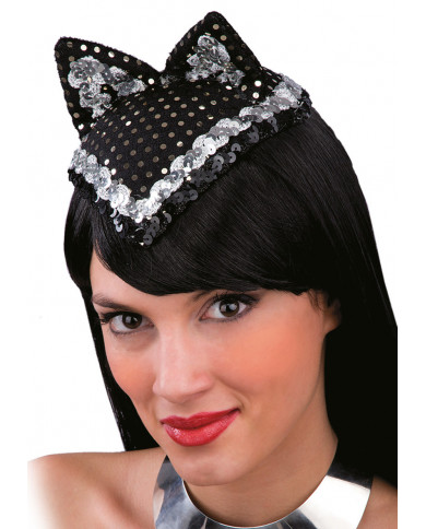 Calotta con orecchie da gattina in feltro con elastico