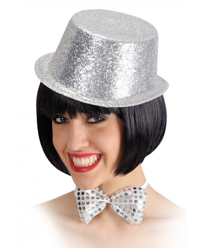 Silver Glitter Top Hat