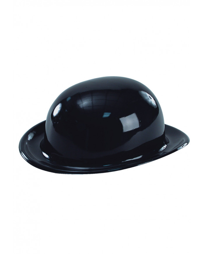 Cappello a bombetta in plastica nera. taglia cm 59. Unisex e di