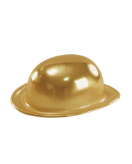 Cappello a bombetta, in plastica metallizzata color oro. Ideale