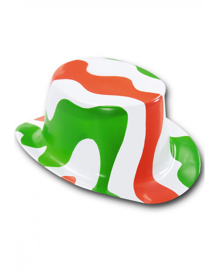 Cappello a cilindro Italia, realizzato in plastica tricolore