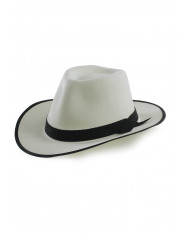 Sombrero gÃ¡ngster blanco de flocado doble con etiqueta