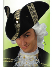 Venetian Black Hat W/Golden Decorations