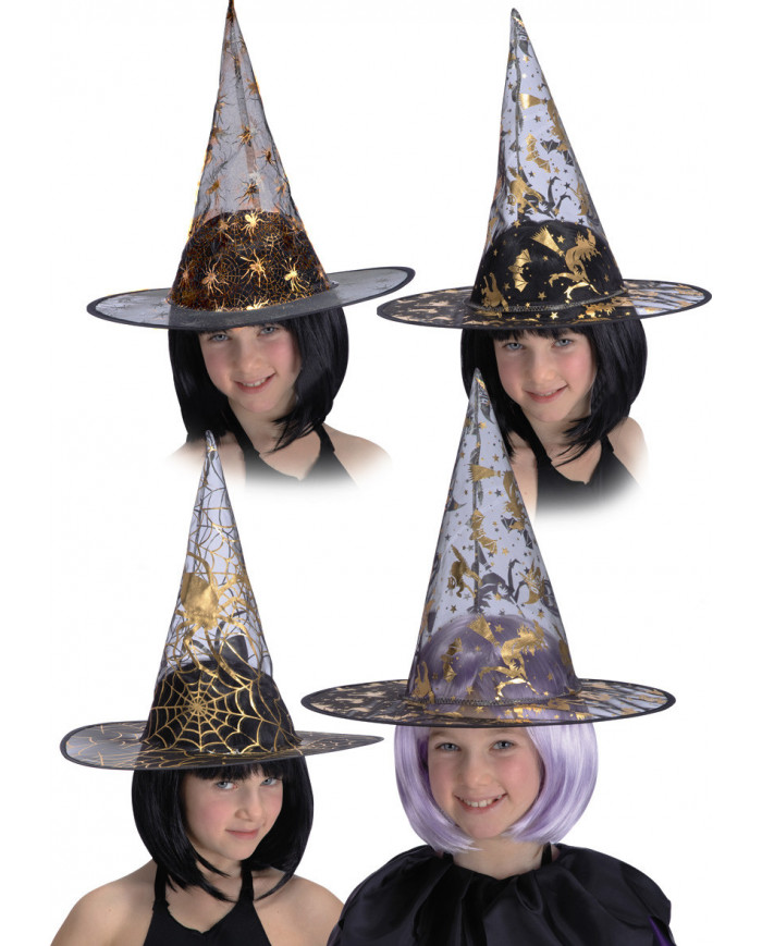 Dekorierter Hexenhut (fÃ¼r MÃ¤dchen) H. ca. 30 cm verschiedene Modelle