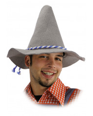 Cappello bavarese, adulto, in tessuto grigio con cordino blu e