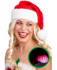 Gorro de PapÃ¡ Noel con pompÃ³n luminoso (pilas incluidas) con solapa