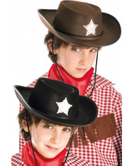 Cappello cowboy da bimbo con stella sceriffo argentata sulla