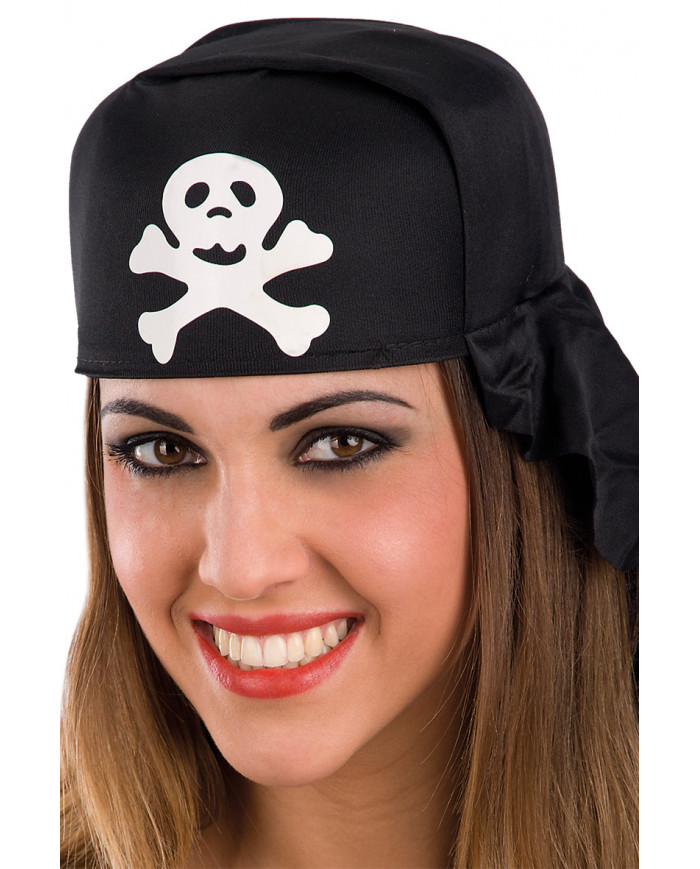 Bandana noir en feutre et tissu avec Ã©tiquette volante / Ã©tiquette