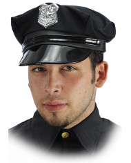 Cappello da poliziotto nero in cotone con visiera in plastica