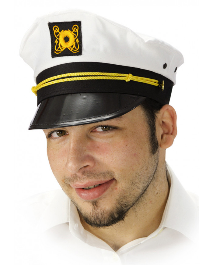 Cappello da capitano della nave, realizzato in tessuto bianco