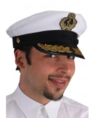 Cappello da ammiraglio, adulto, in tessuto bianco e visiera