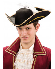 Black Venice Felt Hat With Golden Decorations And Feather