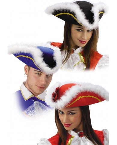 Cappello tricorno in feltro nei colori assortiti nero, blu e