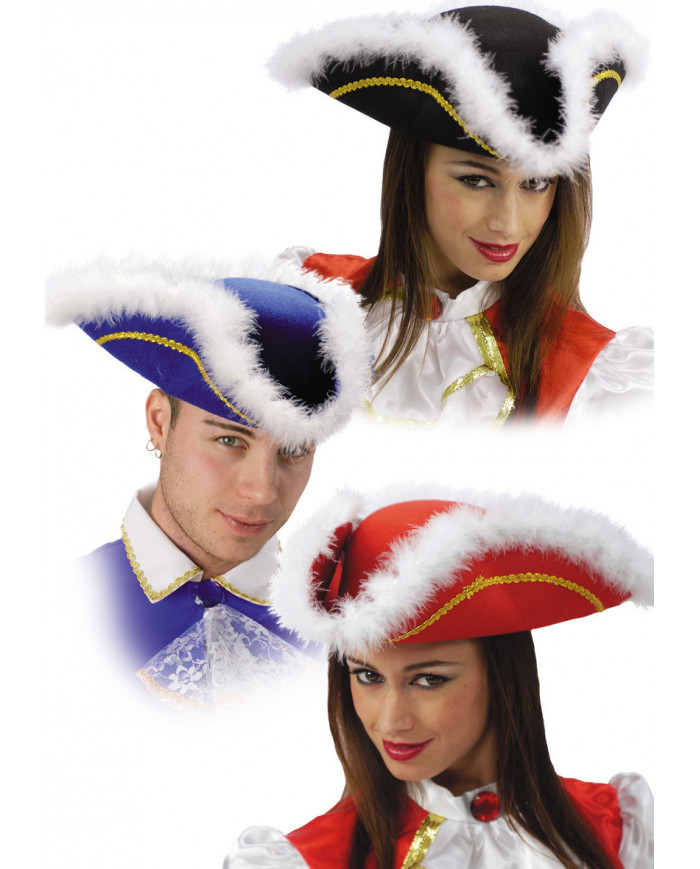 Cappello tricorno in feltro nei colori assortiti nero, blu e
