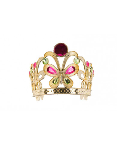 Beautiful plastic gold crown with colorful stones to feel like