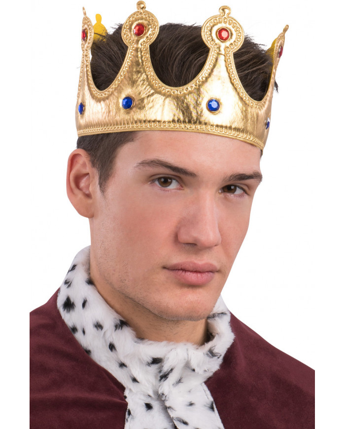 Gold fabric crown enriched by colored gems that make it as