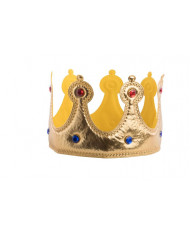 Gold fabric crown enriched by colored gems that make it as