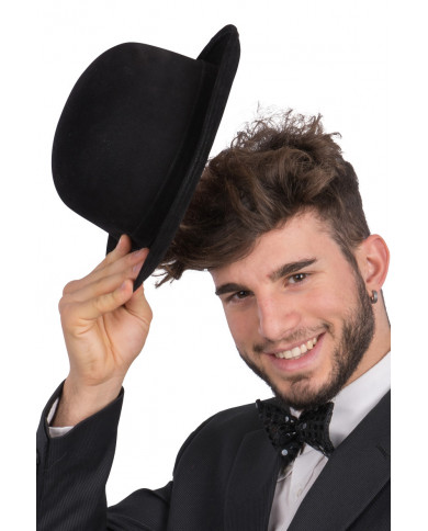 Black velvet bowler hat, size 6, an ideal accessory to match a