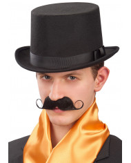 Cappello a cilindro in feltro di lana nero decorato con banda