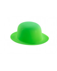 Green fluo bowler hat in plastic, for a summer party or a