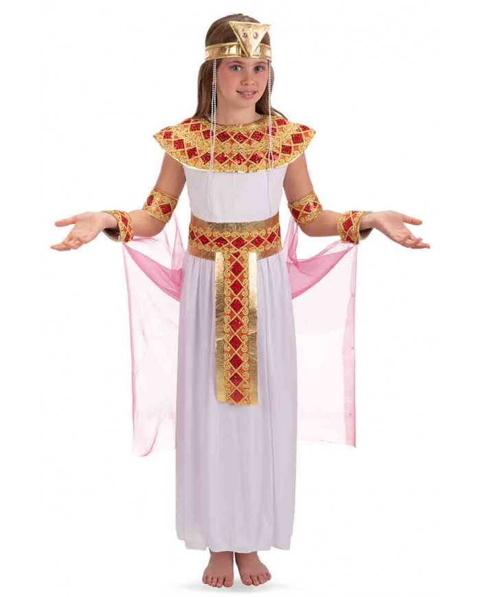 Costume da cleopatra per bambina. Comprende un abito in tessuto